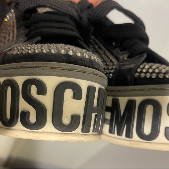 Moschino Black and Silver Crystal Sneakers - Picture 6 of 8